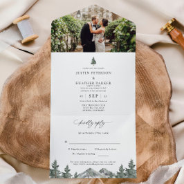 Rustieke Buitenland Berg Bos Bruiloft All In One Uitnodiging
