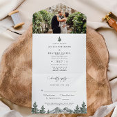 Rustieke Buitenland Berg Bos Bruiloft All In One Uitnodiging