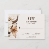 Rustieke Bull Koe schedel Floral Boho Westerne bru RSVP Kaartje (Voorkant)