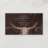 Rustieke Bull Skull Bruin Land Westerne Textuur Visitekaartje (Achterkant)