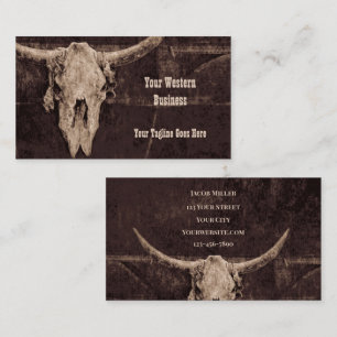 Rustieke Bull Skull Bruin Land Westerne Textuur Visitekaartje