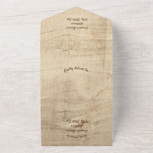 Rustieke Bumble Bee op Hout Land All In One Uitnodiging (Buitenkant)