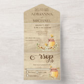 Rustieke Bumble Bee op Hout Land All In One Uitnodiging (Binnen)