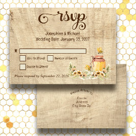 Rustieke Bumble Bee Wood Country Wedding RSVP-kaar Bedankkaart