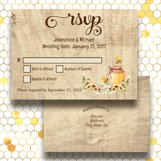 Rustieke Bumble Bee Wood Country Wedding RSVP-kaar Bedankkaart