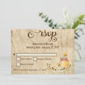 Rustieke Bumble Bee Wood Country Wedding RSVP-kaar Bedankkaart (Staand voorkant)