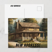 Rustieke Bungalow in de Bossen Nieuw adres Briefkaart (Voorkant / Achterkant)