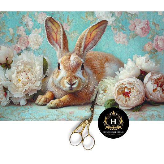 Rustieke Bunny & Peony Bloemen Decoupage Tissuepapier