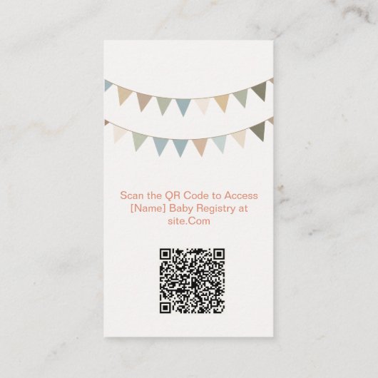 Rustieke bunting baby shower QR Code Registry Kaar Informatiekaartje (Achterkant)