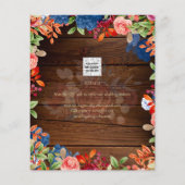 Rustieke Burgundy Blauwe Bloemige Trouw SAVE THE D (Achterkant)