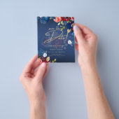 Rustieke Burgundy Blauwe Bloemige Trouw SAVE THE D Flyer (Hand)