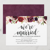 Rustieke Burgundy Bloemen Bruiloft Elopement Uitno Kaart (Voorkant / Achterkant)