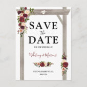 Rustieke Burgundy Blush Bloem Boho Save the Date Aankondigingskaart (Voorkant)