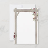 Rustieke Burgundy Blush Bloem Bruiloft Boog Reacti RSVP Kaartje (Achterkant)