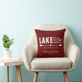 Rustieke Burgundy Rood Lake Life Peddels Kussen