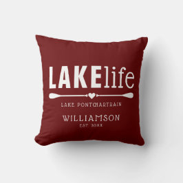 Rustieke Burgundy Rood Lake Life Peddels Kussen