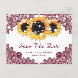 Rustieke Burgundy Zonnebloem Trouw Save The Date Aankondigingskaart