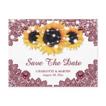 Rustieke Burgundy Zonnebloem Trouw Save The Date