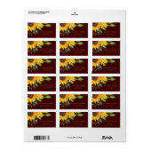 Rustieke Burgundy Zonnebloemen Bruiloft Etiket (Full Sheet)