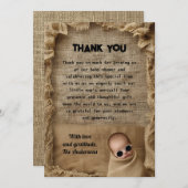Rustieke Burlap Baby shower Bedankt Card (Voorkant / Achterkant)