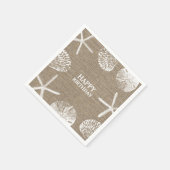Rustieke Burlap Beach Theme Seashells Verjaardag Servet (Hoek)