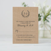 Rustieke Burlap Black Typography Wedding RSVP Kaar (Staand voorkant)