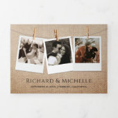 Rustieke Burlap Boerderij Houten Schuur String Lig Drieluik Uitnodiging (Cover)