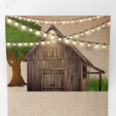 Rustieke Burlap Boerderij Houten Schuur String Lig Drieluik Uitnodiging (Binnenzijde eerst)