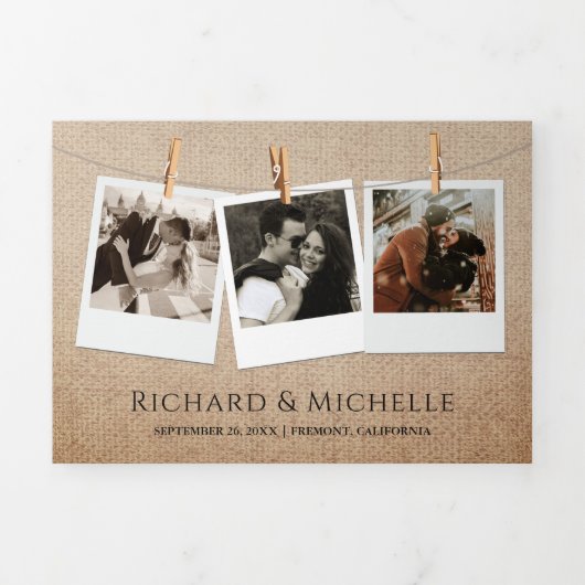 Rustieke Burlap Boerderij Red Barn String Lights W Drieluik Uitnodiging (Cover)