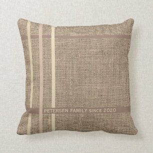Rustieke burlap  boerderij stijl familie beige kussen
