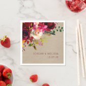 Rustieke Burlap Bourgondië Bloemen bruiloft servet (Insitu)