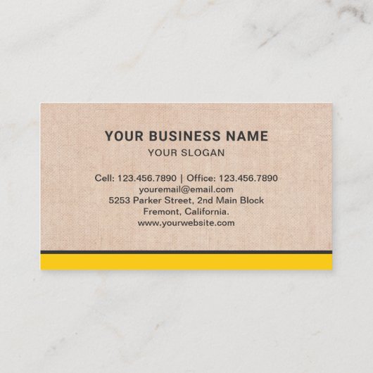 Rustieke Burlap Bouw Bulldozer Graafmachine Visitekaartje (Achterkant)