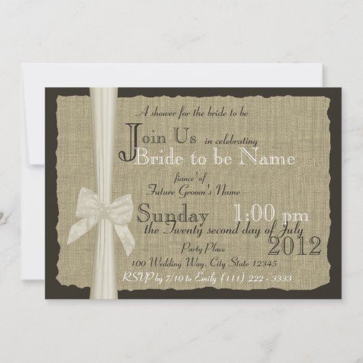 Rustieke Burlap Bow Vrijgezellenfeest Kaart (Voorkant)