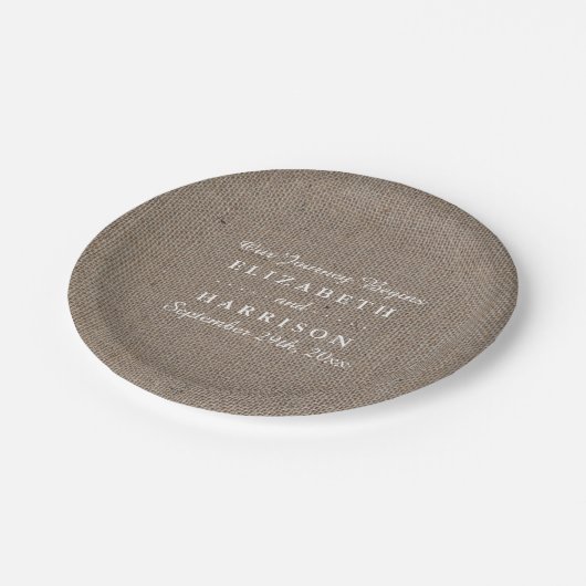 Rustieke Burlap bruiloft receptie Papieren Bordje (Gekanteld)