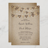 Rustieke Burlap Bunting String Lights Bruiloft Kaart (Voorkant / Achterkant)