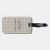 Rustieke Burlap Burnt Sinaasappel Quatrefoil Monog Bagagelabel (Achterkant horizontaal)