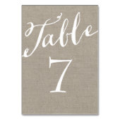 Rustieke Burlap Chic Kalligrafie Tafelnummers (Voorkant)