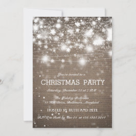 Rustieke Burlap Christmas Party Shining Stars Kaart