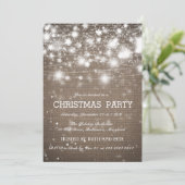 Rustieke Burlap Christmas Party Shining Stars Kaart (Staand voorkant)
