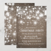 Rustieke Burlap Christmas Party Shining Stars Kaart (Voorkant / Achterkant)