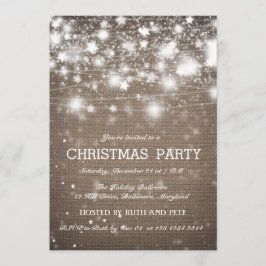 Rustieke Burlap Christmas Party Shining Stars Kaart