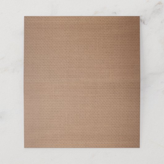 Rustieke Burlap Country Wedding Gevouwen Plaats Ka Plaatskaartje (Buitenkant ongevouwen)