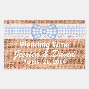 Rustieke Burlap Country Wedding Mini Wijn Label