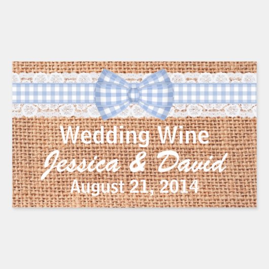 Rustieke Burlap Country Wedding Mini Wijn Label (Voorkant)