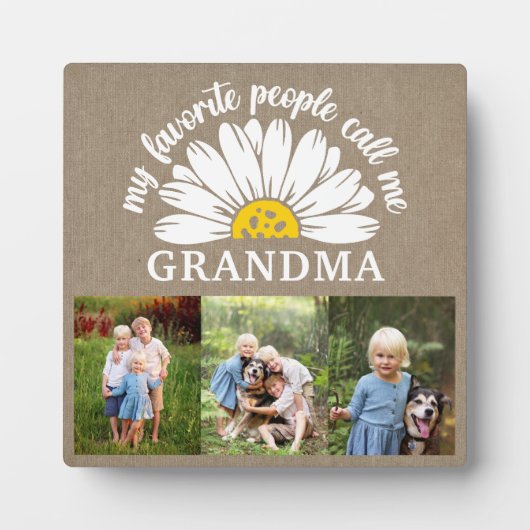 Rustieke Burlap Daisy Fotocollage Oma Gift Fotoplaat (Voorkant)