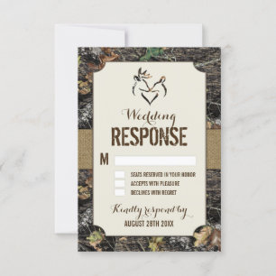 Rustieke Burlap + Deer Hunting Camo RSVP-kaarten RSVP Kaartje