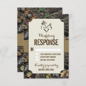 Rustieke Burlap + Deer Hunting Camo RSVP-kaarten RSVP Kaartje (Voorkant / Achterkant)