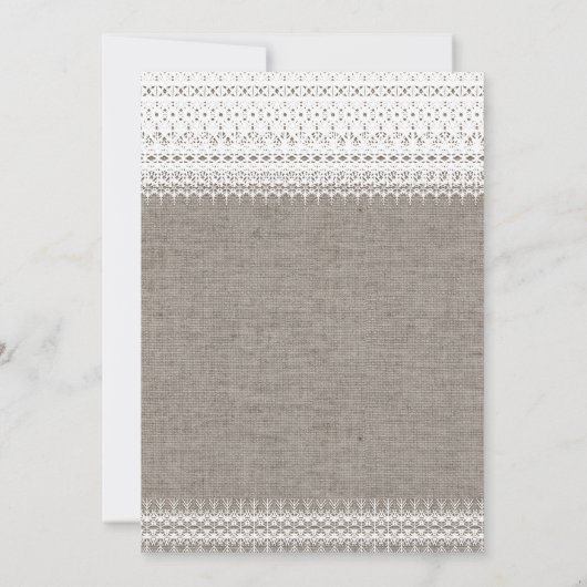 Rustieke Burlap & Elegant Kant Bruiloft Uitnodigin Kaart (Achterkant)