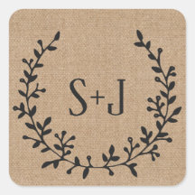 Rustieke Burlap Elegant Zwart Krans Bruiloft Seal