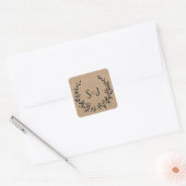 Rustieke Burlap Elegant Zwart Krans Bruiloft Seal Vierkante Sticker (Envelop)
